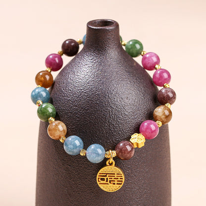 Imitation color tourmaline chalcedony bracelet.