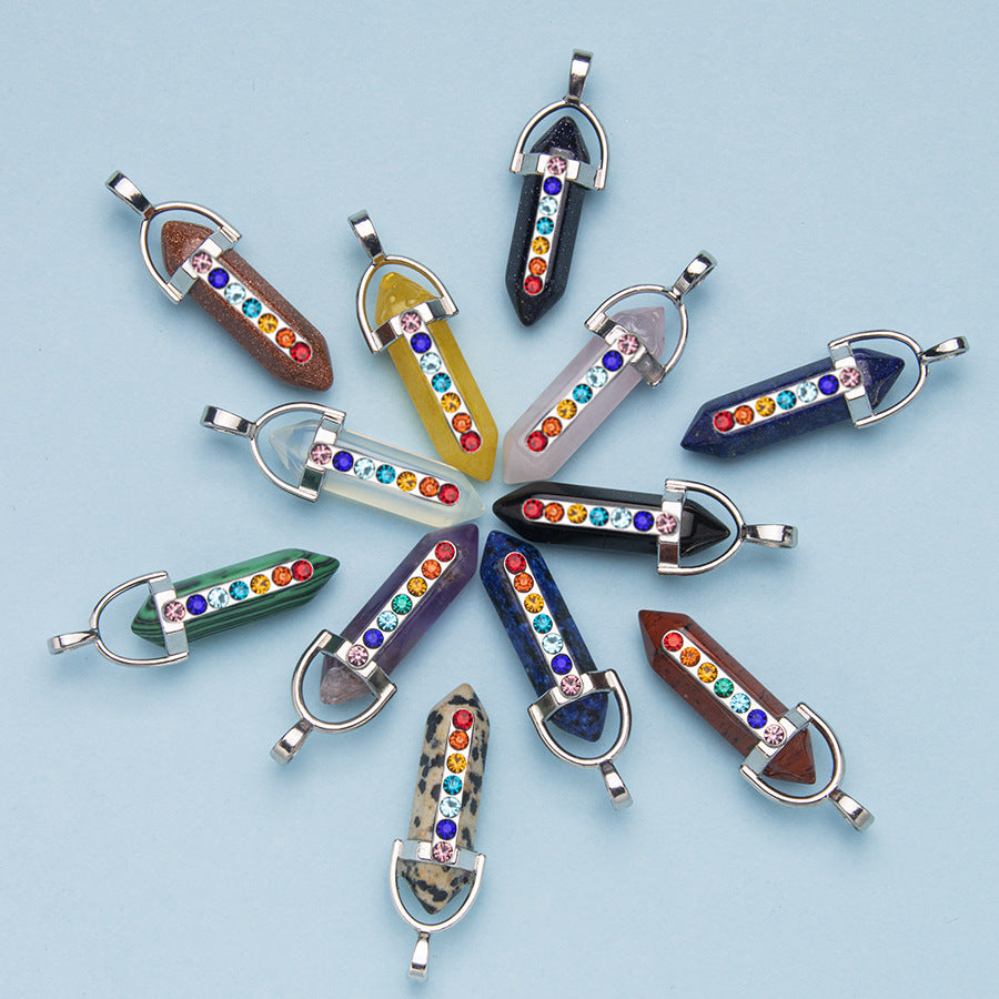 Pendant Colorful rhinestone hexagonal column pendant