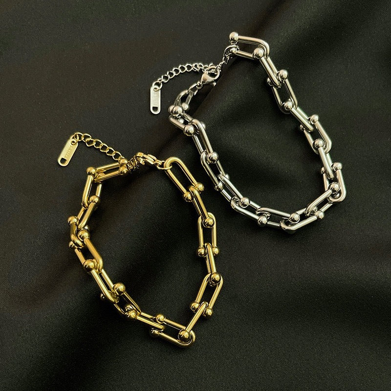 Korean Style U-Shaped Lock Bracelet - INS Fashion Horseshoe Clasp