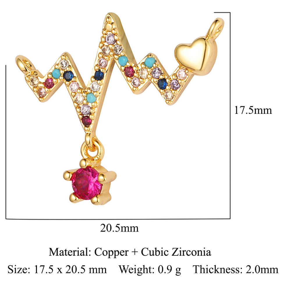 Leaves Flowers Stars Moon Double Hole Copper Zircon Accessories