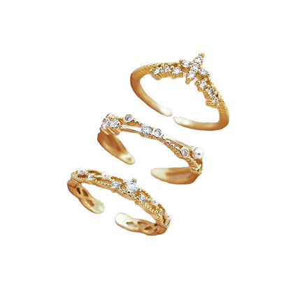 Opening adjustable design ring three-piece set