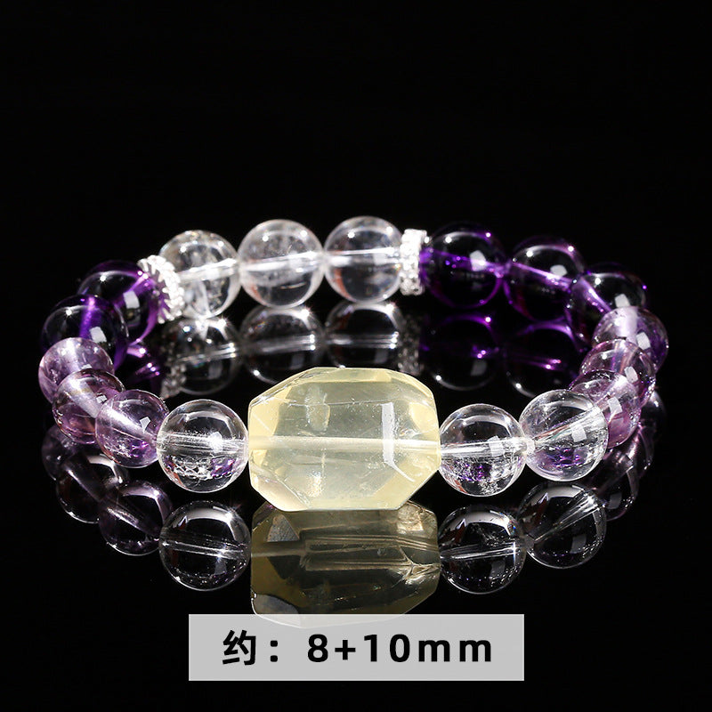 7A Natural White Crystal Amethyst Round Bead Bracelet