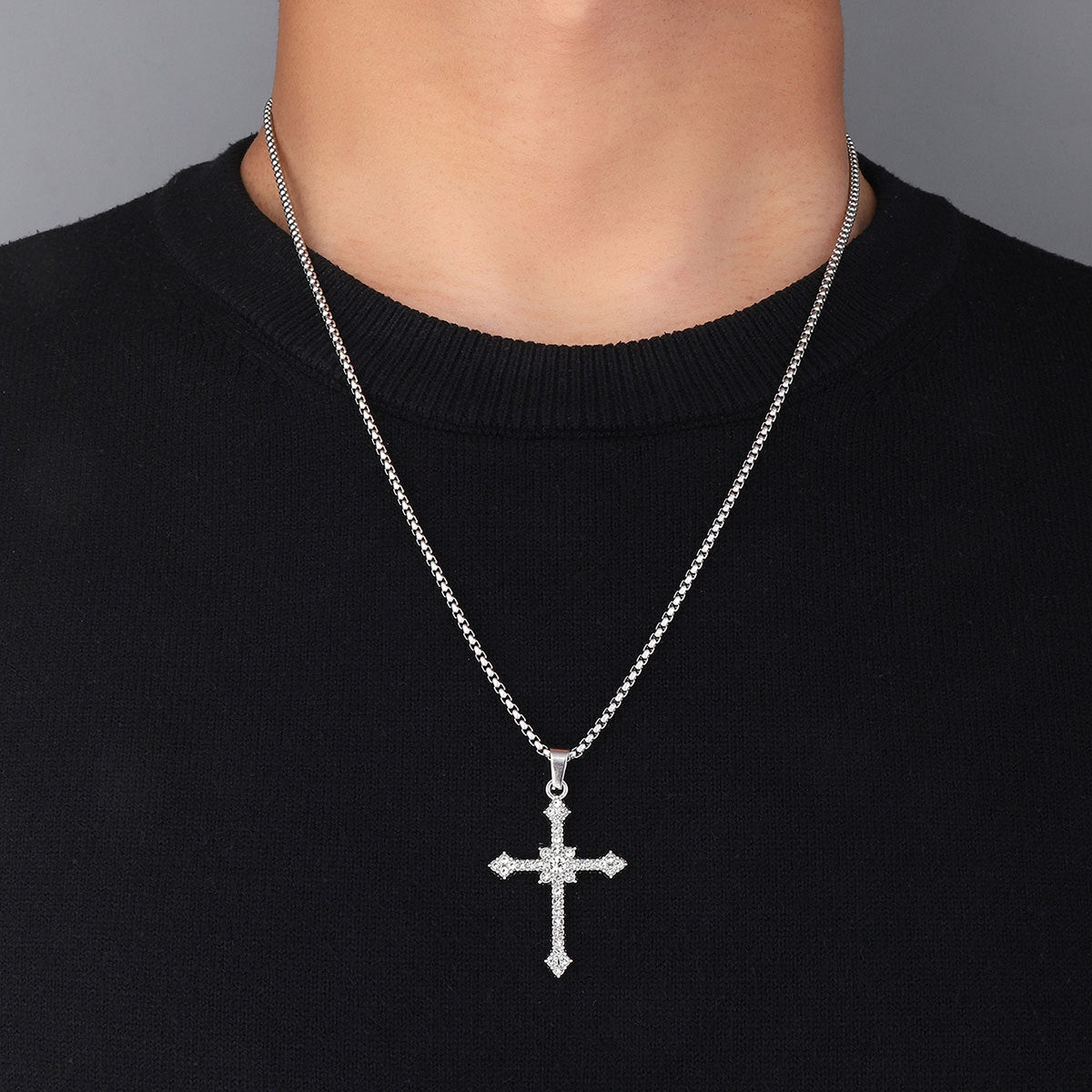 Cross titanium steel men's pendant necklace ins