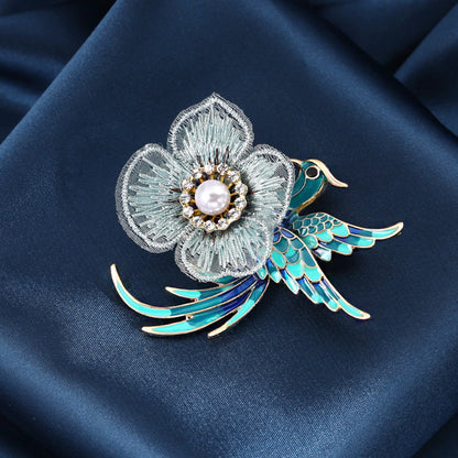 Pearl Enamel Phoenix Bird Pin