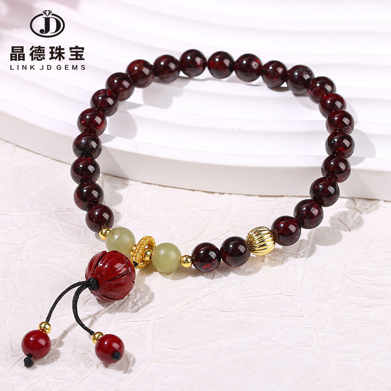 Natural burgundy garnet sapphire purple sand lotus bracelet