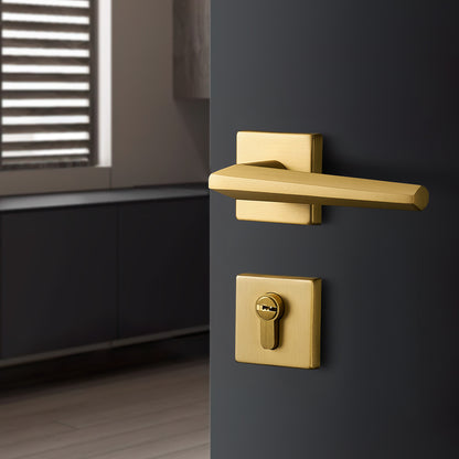 Solid brass square ring door lock