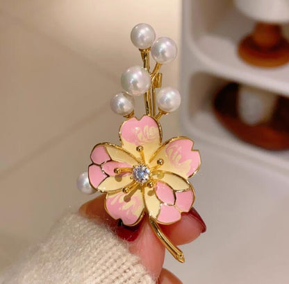 Peach Blossom Brooch Female Pearl