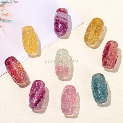 Color fluorite paper pattern barrel bead crystal engraving accessories