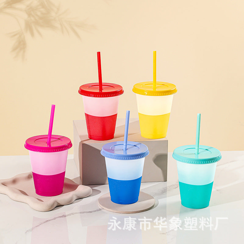 PP temperature-sensing plastic color-changing cup 16oz