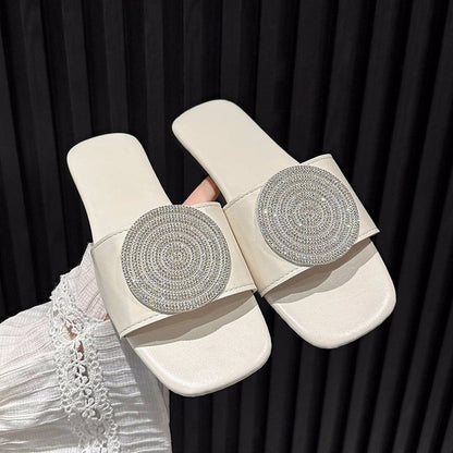 Circle Rhinestone Slippers