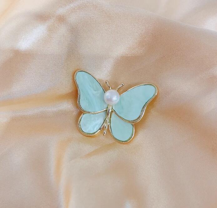 White Pearl Butterfly Brooch