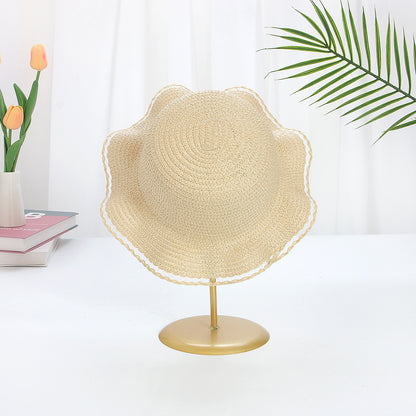 Sombrero para el sol con ondas para niños, de ala ancha, de verano, a la moda 