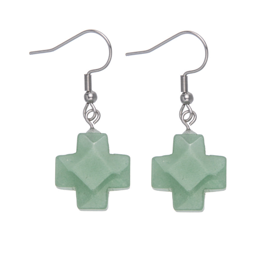 Crystal Cross Faceted Stainless Steel Earrings