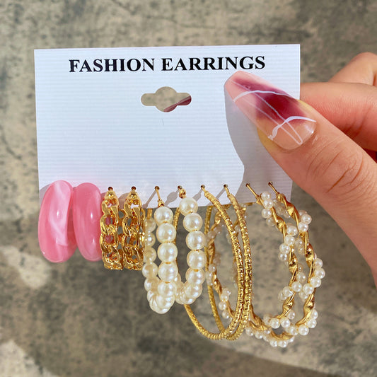 Earrings set 5 pairs acrylic chain earrings for women