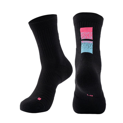 Adult Mid-Calf Gradient Basketball Socks Thick Sports Socks