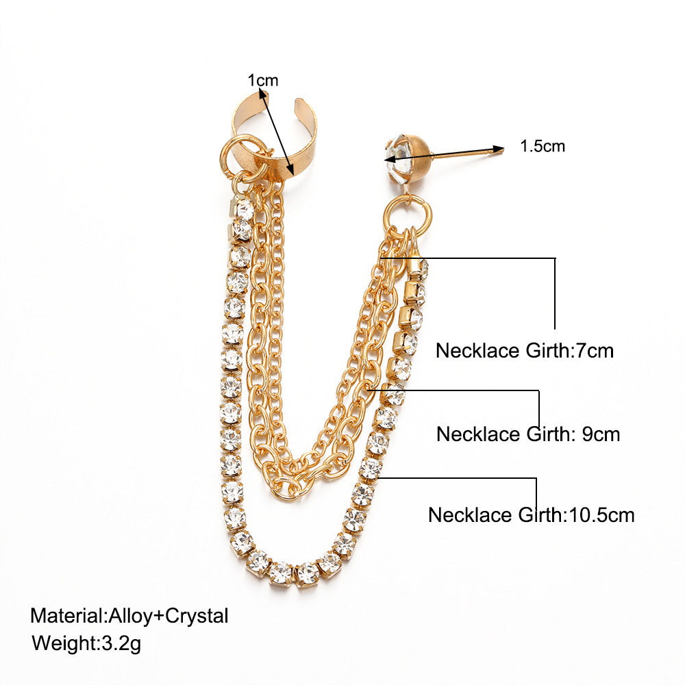 Rhinestone Chain Earrings Ear Clip Wholesale