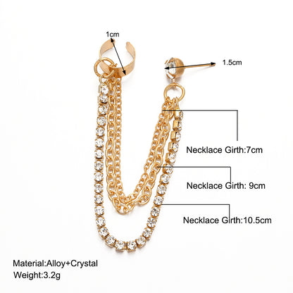 Rhinestone Chain Earrings Ear Clip Wholesale