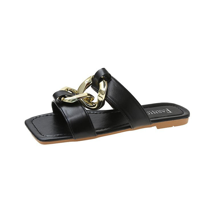 hot sale Metal buckle slippers