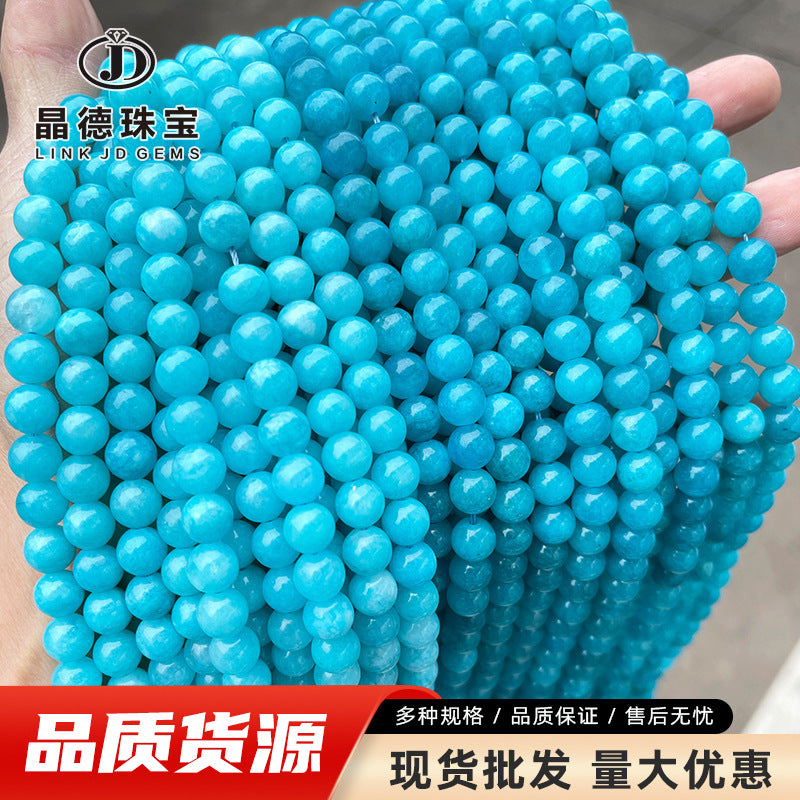 Imitation Tianhe stone chalcedony loose beads blue chalcedony round beads