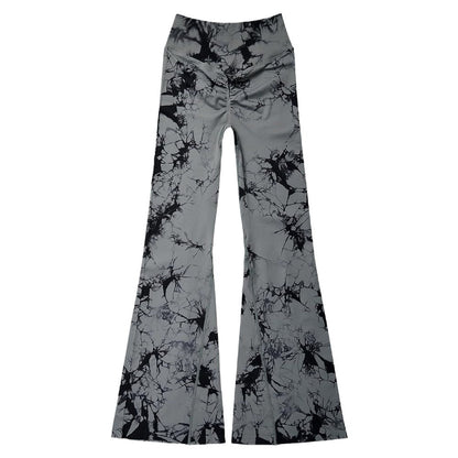 Hip lift tie-dye sports flared pants yoga clothes