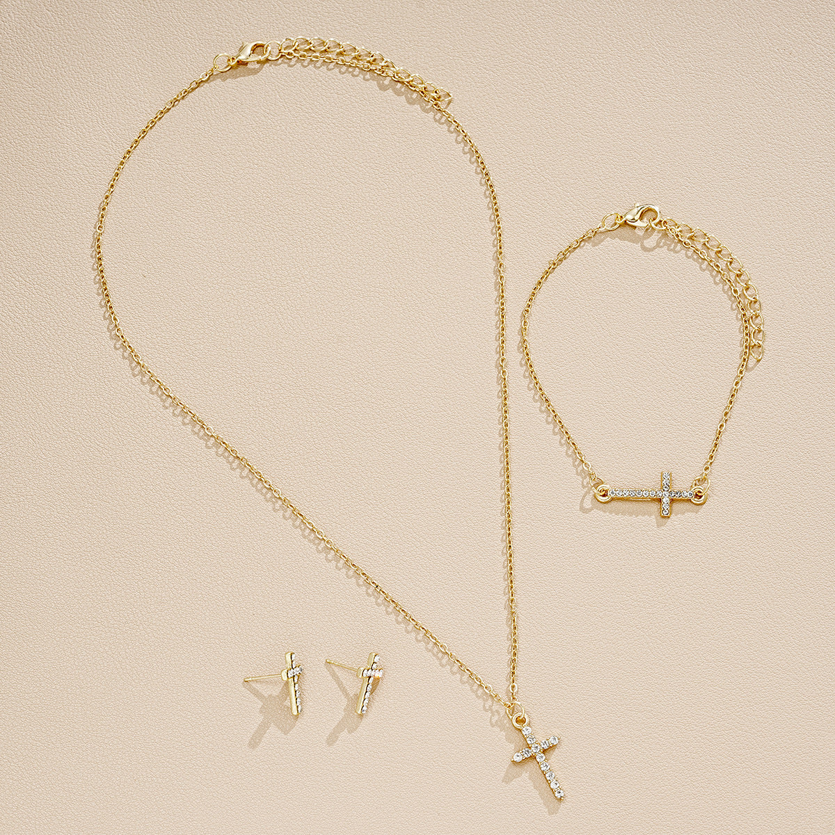 Rhinestone Cross Jewelry Set