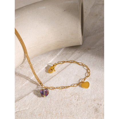 18k gold stainless steel double layer anklet