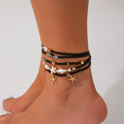 3-piece water drop coin acrylic anklet