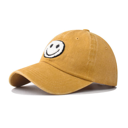 Gorra de béisbol con parche sonriente vintage lavada 