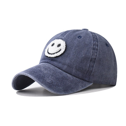 Gorra de béisbol con parche sonriente vintage lavada 