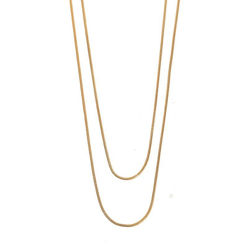 Super long stacked wear plated 18K necklace