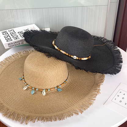 Sombrero de paja de ala ancha con protección UV para el verano Nuevo sombrero para el sol 