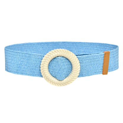 Wooden buckle woven belt temperament