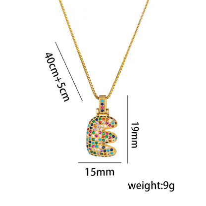 Colorful Zircon Letter Pendant Necklace for Amazon