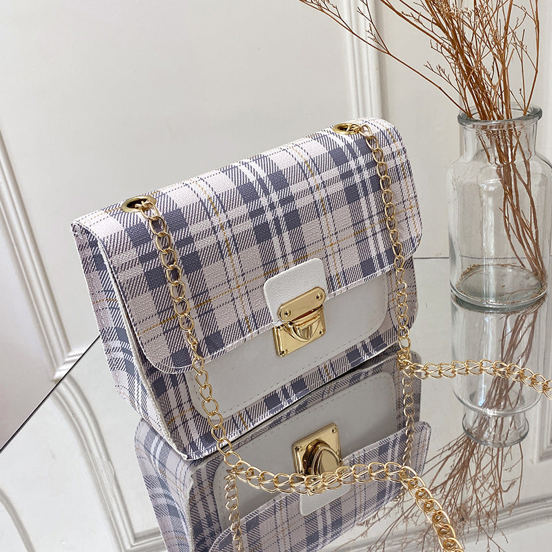 Ladies bags plaid square bag