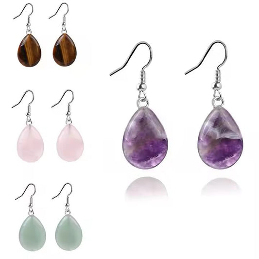 Crystal teardrop stainless steel earrings