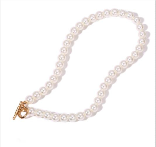 Imitation Pearl Coin Pendant Necklace