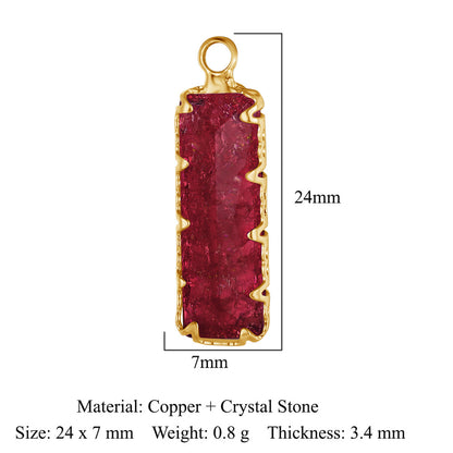 Rectangle copper glass crystal pendant