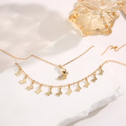 Vintage gold alloy double necklace