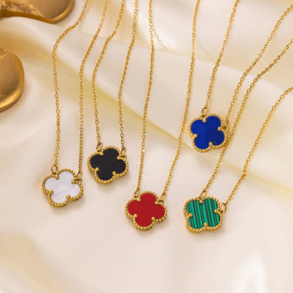 Double-sided four-leaf clover necklace