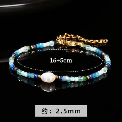 Five-color natural stone crystal sugar cube bracelet