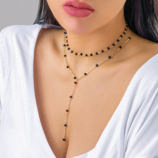 Multi-layer crystal long necklace