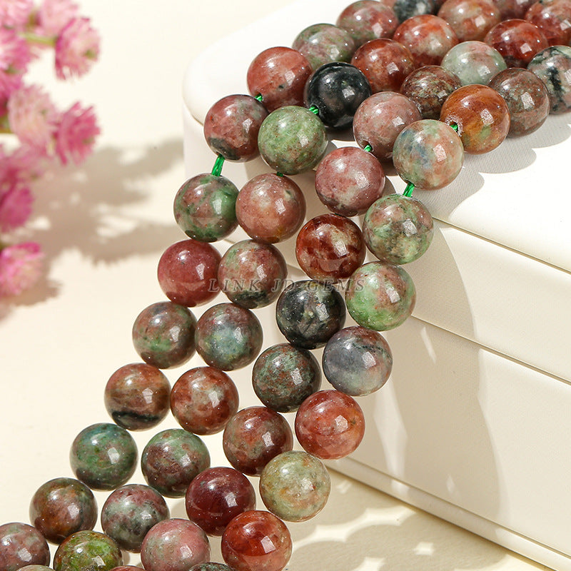 Natural green orange garnet loose bead bracelet