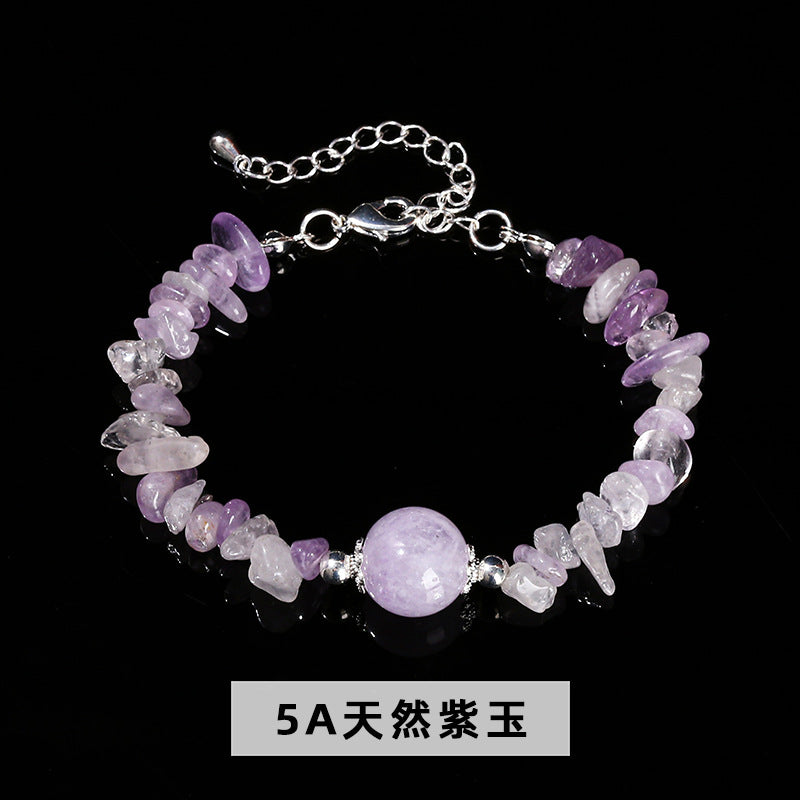 Natural amethyst crystal gravel transfer bead bracelet