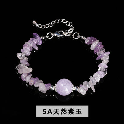 Natural amethyst crystal gravel transfer bead bracelet