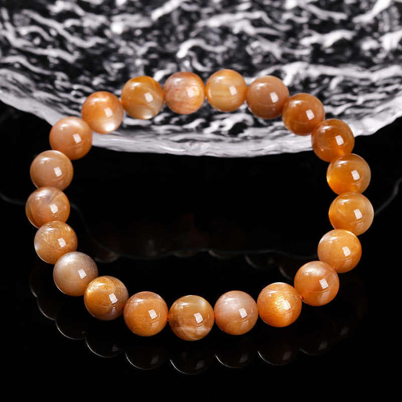 Pulsera de espina dorsal de oro natural 8A con piedra solar y ojo de gato 