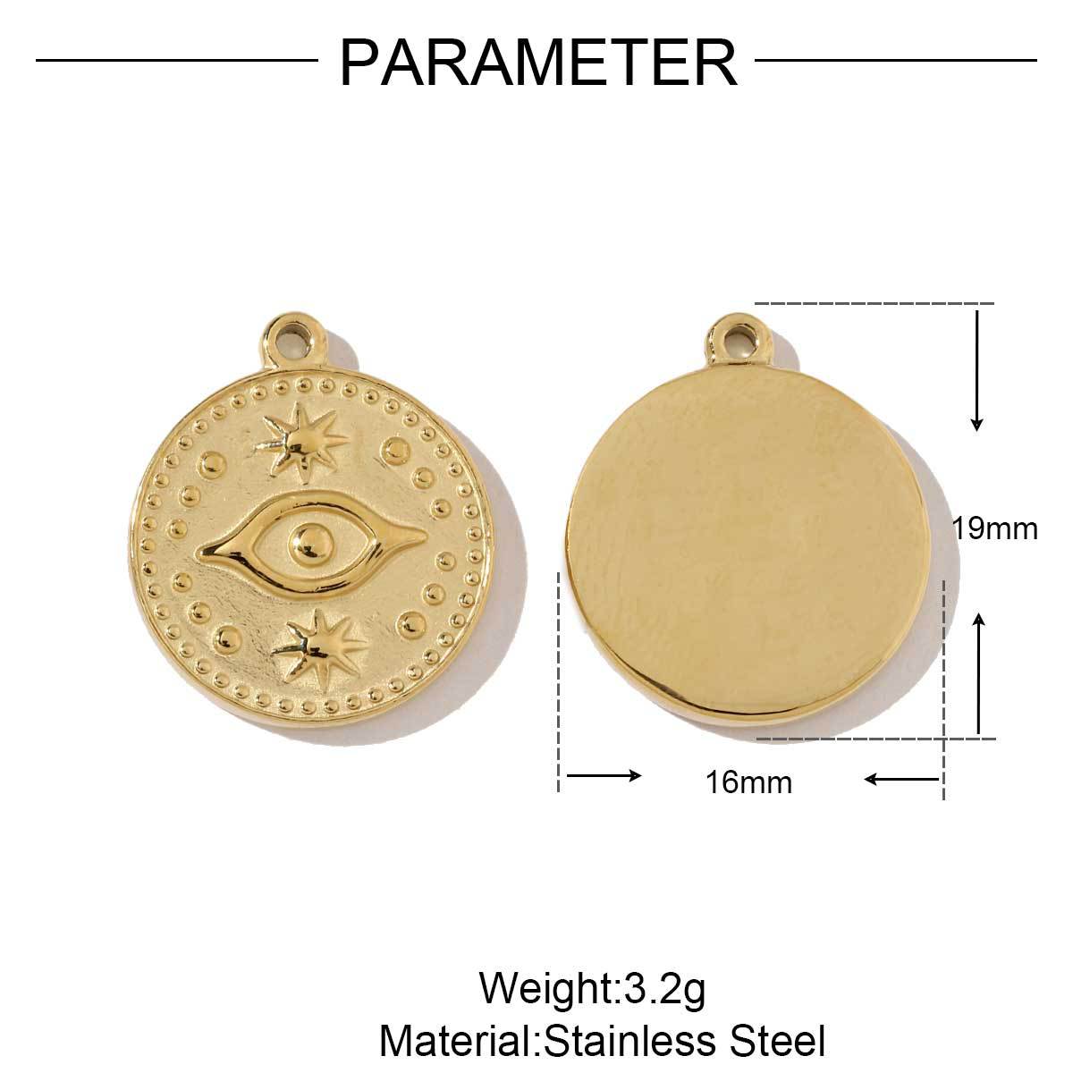 Geometric hammer carved disc titanium steel pendant