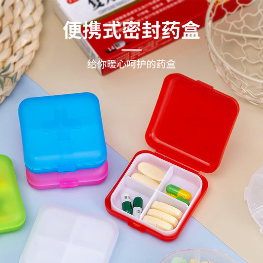 Cross-Shaped 4-Compartment Pill Box