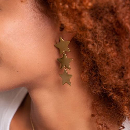 Three-layer five-pointed star earrings