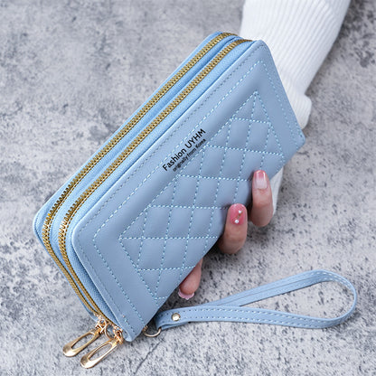 Mobile phone bag double zipper wallet