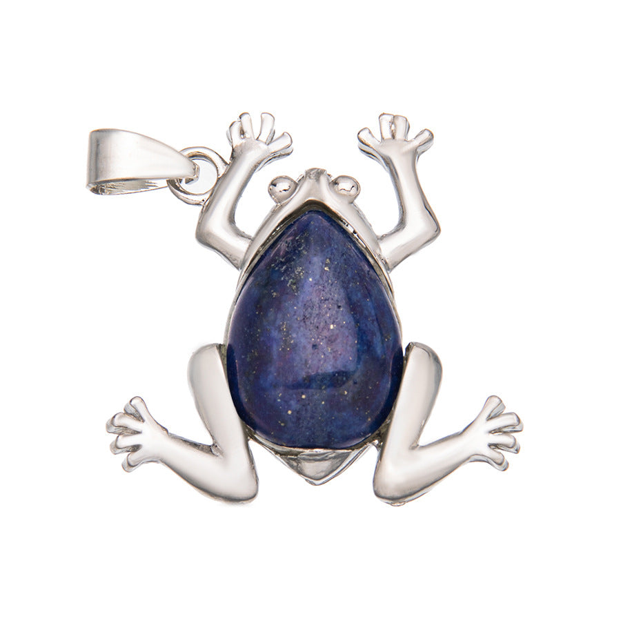 Crystal Gem Alloy Frog Pendant Necklace